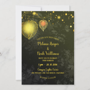 Garden Physalis Glam Wedding Lanterns Invitation