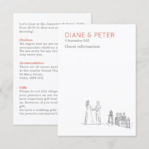 Garden Picnic Minimalist Black and White Wedding  Enclosure Card