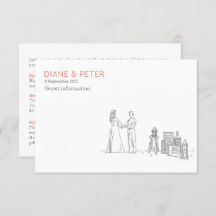 Garden Picnic Minimalist Black and White Wedding Enclosure Card