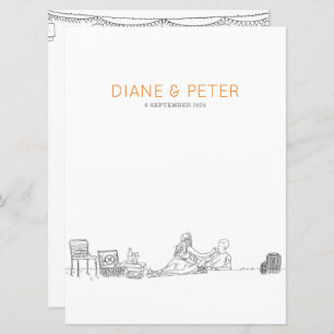 Garden Picnic Minimalist Black and White Wedding Menu