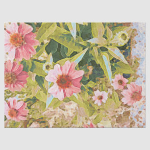 Garden Pink Coneflowers on Green Leaves Art Tissue Paper