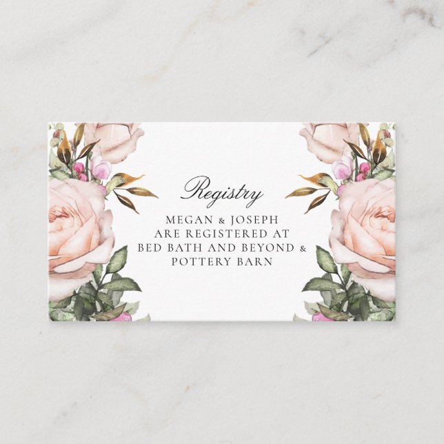 Garden Pink Floral Registry Card (Front)