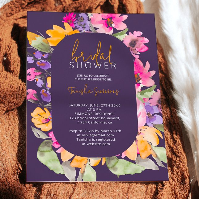 Garden pink floral watercolor script bridal shower invitation (Creator Uploaded)