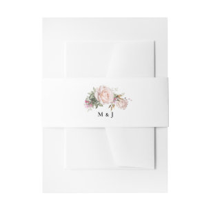 Garden Pink Floral Wedding Invitation Belly Band