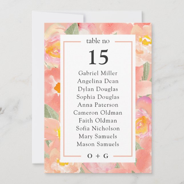 Garden pink flower seating chart Summer table plan Invitation (Front)
