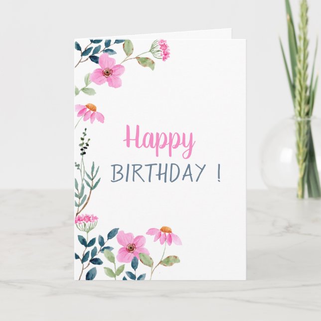 Garden Pink Flowers Card (Front)