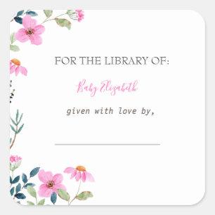 Garden Pink Flowers Pregnancy Square Sticker