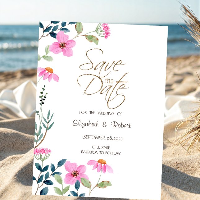 Garden Pink Flowers Save The Date (Creator Uploaded)