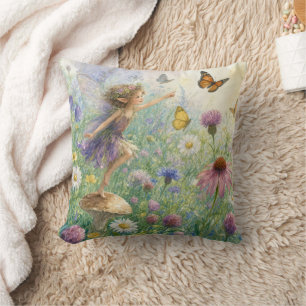 Garden Pixie with Butterflies Cushion