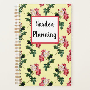 Garden Planning Vintage Yellow Flower Pattern Planner