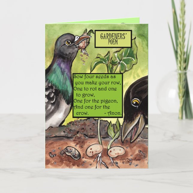 Garden Poem Seeds Plants Birds Garden Green Spring Card (Front)