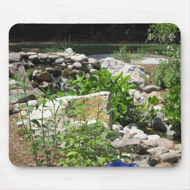 Garden Pond Waterfall Mouse Mat (Front)