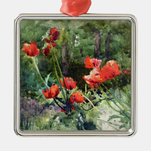 Garden Poppies (by Mildred Anne Butler) Metal Tree Decoration (Front)