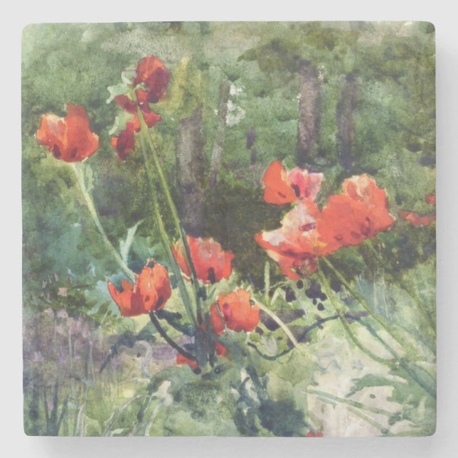 Garden Poppies (by Mildred Anne Butler) Stone Coaster (Front)