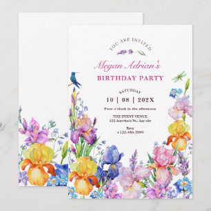 Garden Purple Flower bloom birthday Invitation