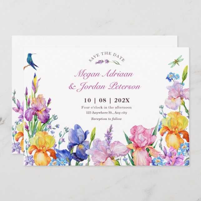 Garden Purple Flower bloom Save The Date (Front/Back)