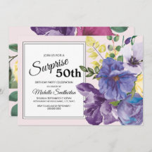 Garden Purple Yellow Pink Floral 50th Birthday