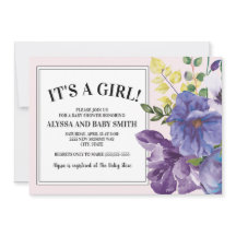 Garden Purple Yellow Pink Floral Girl Baby Shower