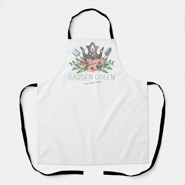 Garden Queen Boho Watercolor Gardener Apron (Front)