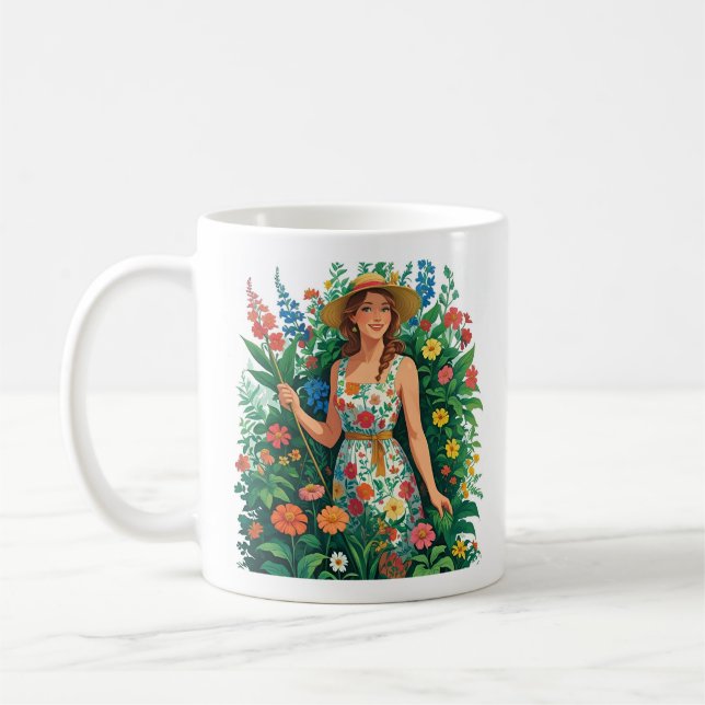 Garden Queen | Floral Gardener Aesthetic Coffee Mug (Left)