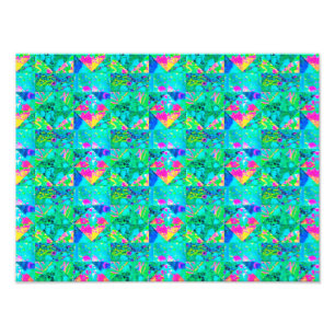 Garden Quilt Painting with Hydrangea and Blues Photo Print