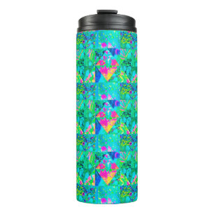 Garden Quilt Painting with Hydrangea and Blues Thermal Tumbler