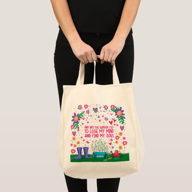 Garden Quote Floral Fun Name Floral Inspirivity Tote Bag (Front (Product))