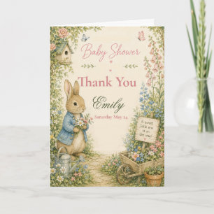 Garden Rabbit Baby Shower Thank You Card