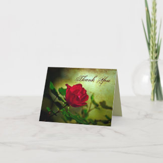 garden red rose steampunk gothic wedding thank you card