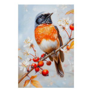 Garden Redstart in Soft Impressionist Brushstrokes Poster