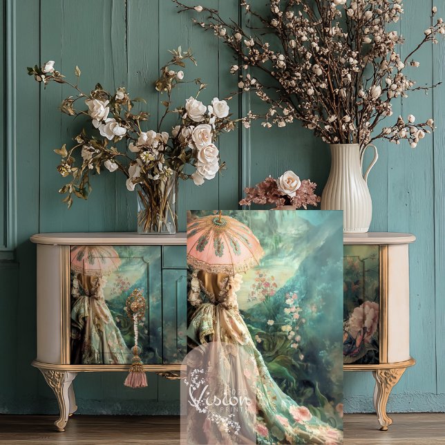 Garden Romance Elegant Portrait Art Tissue Paper (Garden Romance Elegant Portrait and Ethereal Scenic Floral Decoupage Tissue Paper)