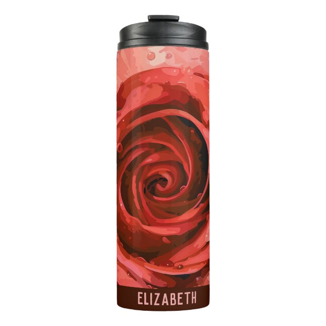 Garden Rose Black Custom Thermal Tumbler (Front)