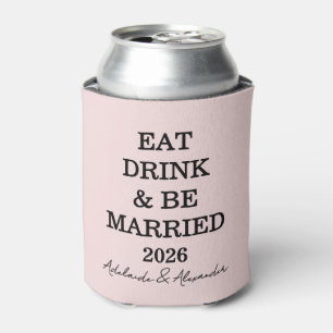 Garden Rose Floral Pink Wedding Can Cooler