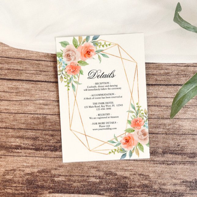 Garden Rose & Gold Frame Wedding Details Enclosure (Creator Uploaded)