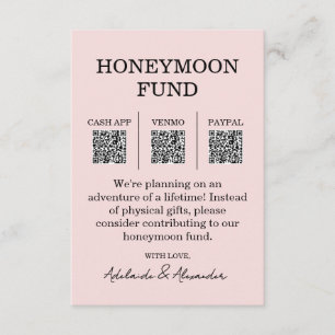 Garden Rose Pink Wedding Honeymoon Fund Enclosure Card
