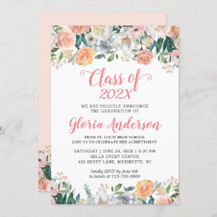 Garden Roses Bloom Floral Class of 2022 Graduation Invitation