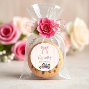 Garden Roses Pink Baby Shower Classic Round Sticker