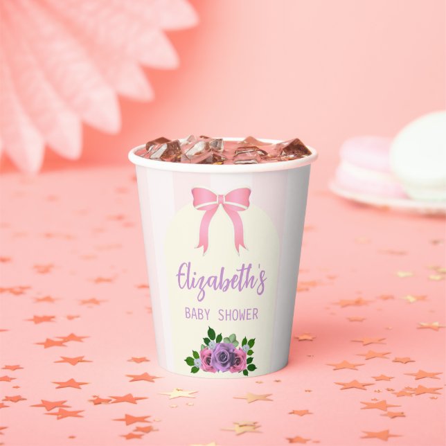 Garden Roses Pink Baby Shower Paper Cups (Insitu)