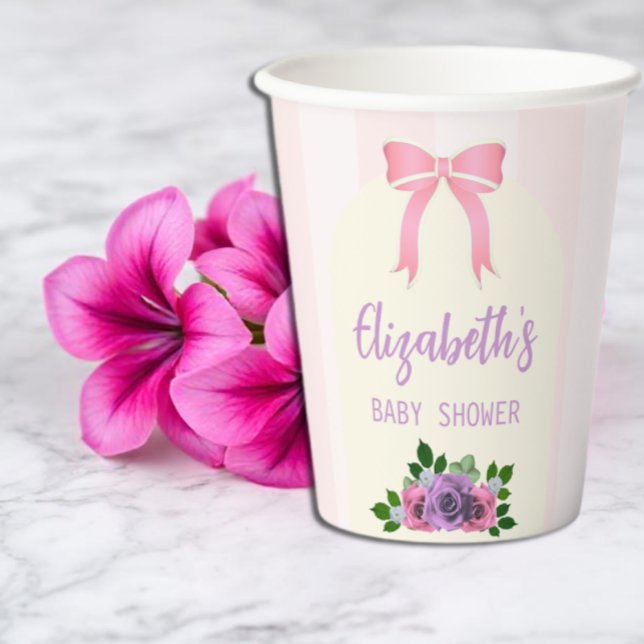 Garden Roses Pink Baby Shower Paper Cups (Creator Uploaded)