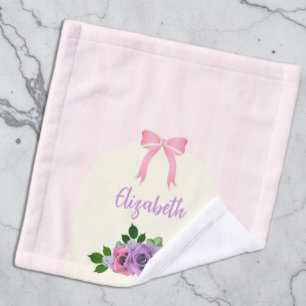Garden Roses Pink Stripes Wash Cloth