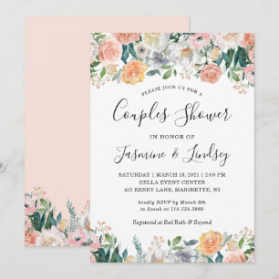 Garden Roses Wedding Couples Shower Invitation