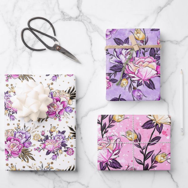 Garden Roses Wrapping Paper Sheet (Front)