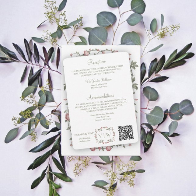 Garden Sage Green Wedding Details insert Holiday Card (Creator Uploaded)