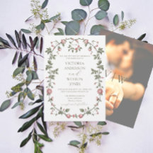Garden Sage Green Wedding Photo Invitation