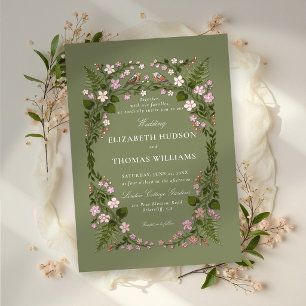 Garden Sage Green Whimsical Rose Gold Wedding