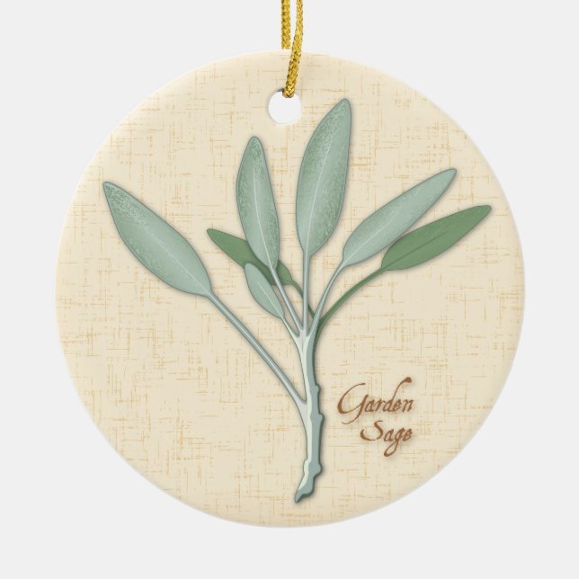 Garden Sage Herb Ornament (Front)
