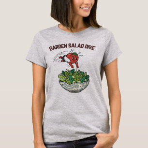 Garden Salad Dive Funny Tomato Retro Cartoon T-Shirt