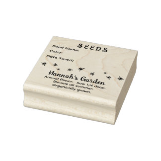 Garden Saved Seeds Bees Design Rubber Stamp