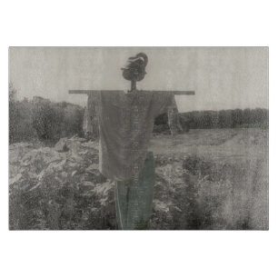 Garden Scarecrow In Black And White Cutting Board