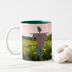 Garden Scarecrow Nature Personalised Two-Tone Coffee Mug